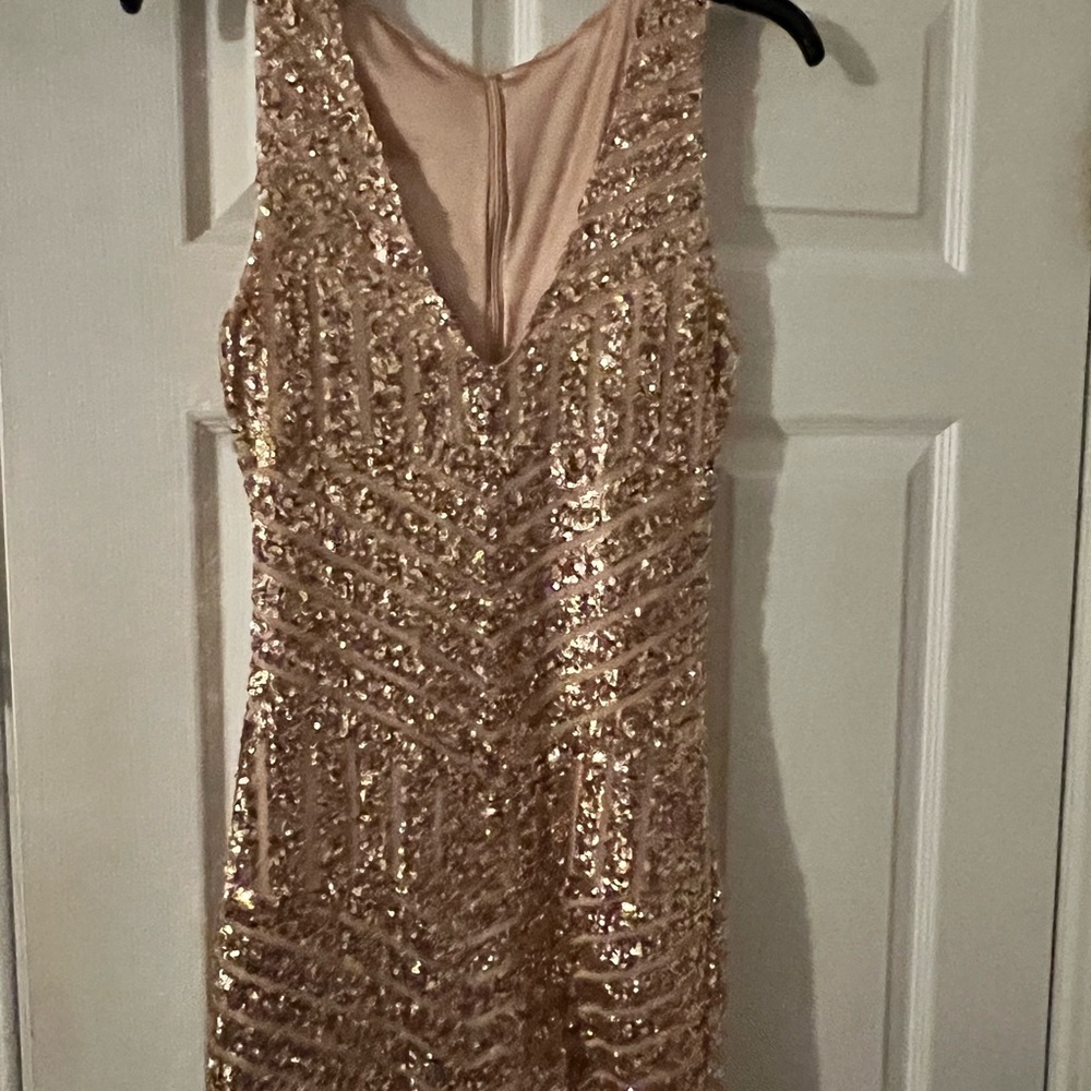 Gold Sequin Embellished Mini Dress for Weddings